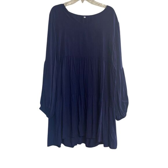 Navy Blue Dress Size Large Flowy Long Sleeves‎ - Picture 1 of 10